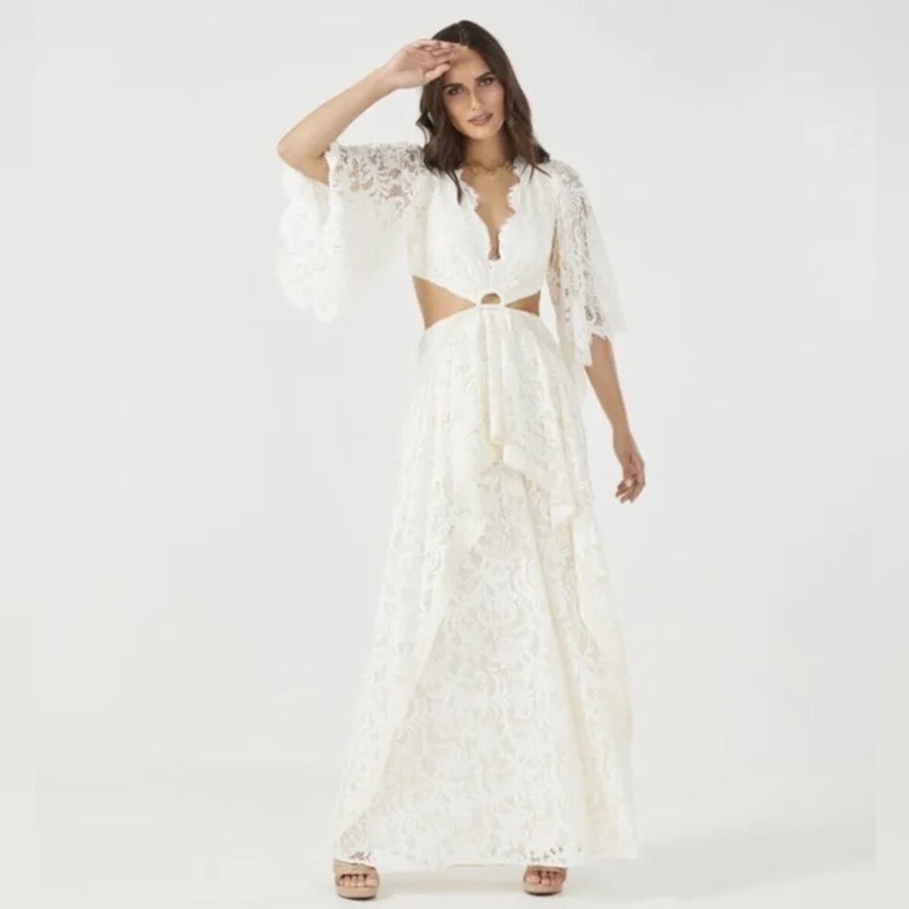 BCBG Norma cream white lace boho dress size 4